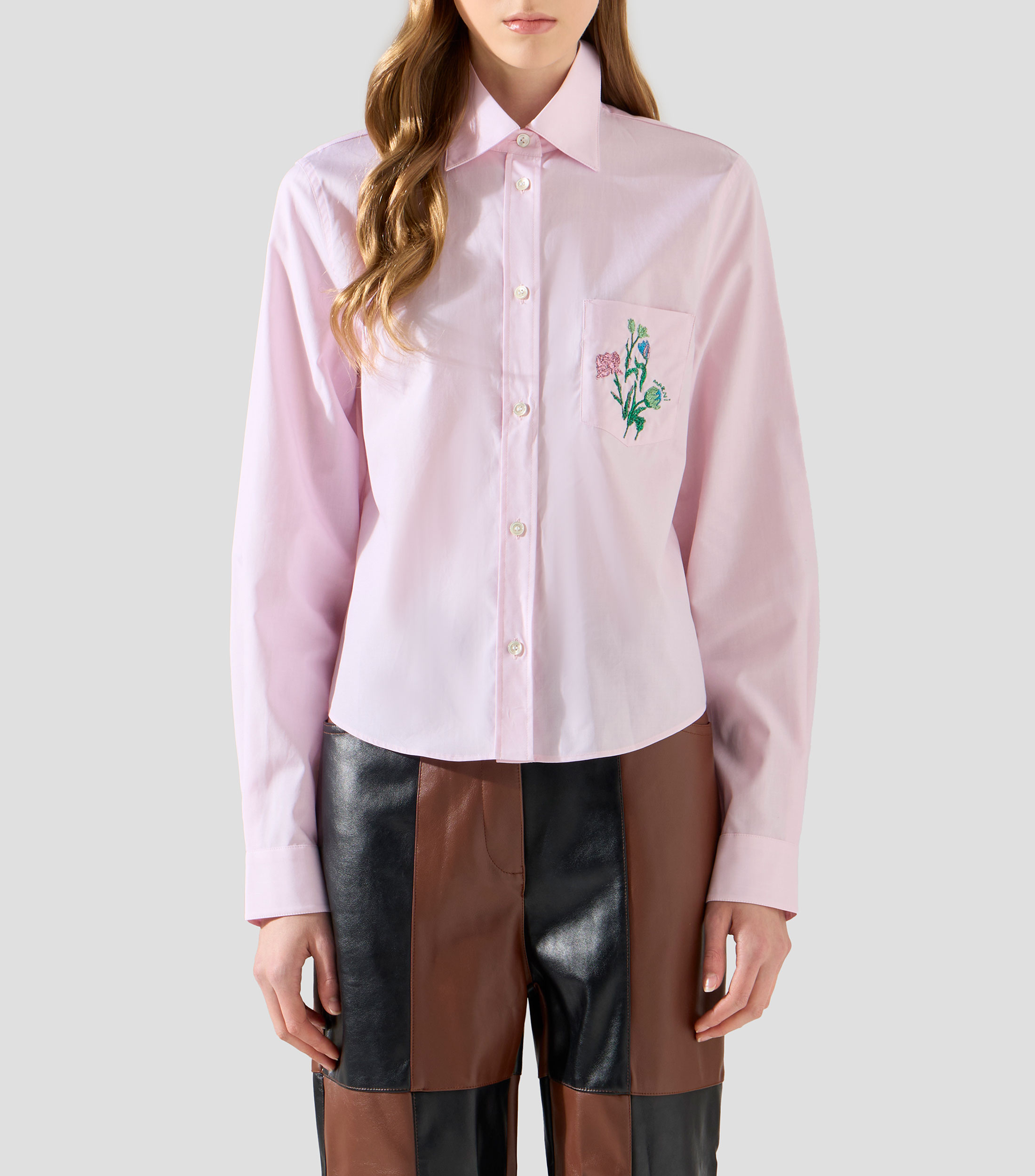 Camisa lisa manga larga Mujer